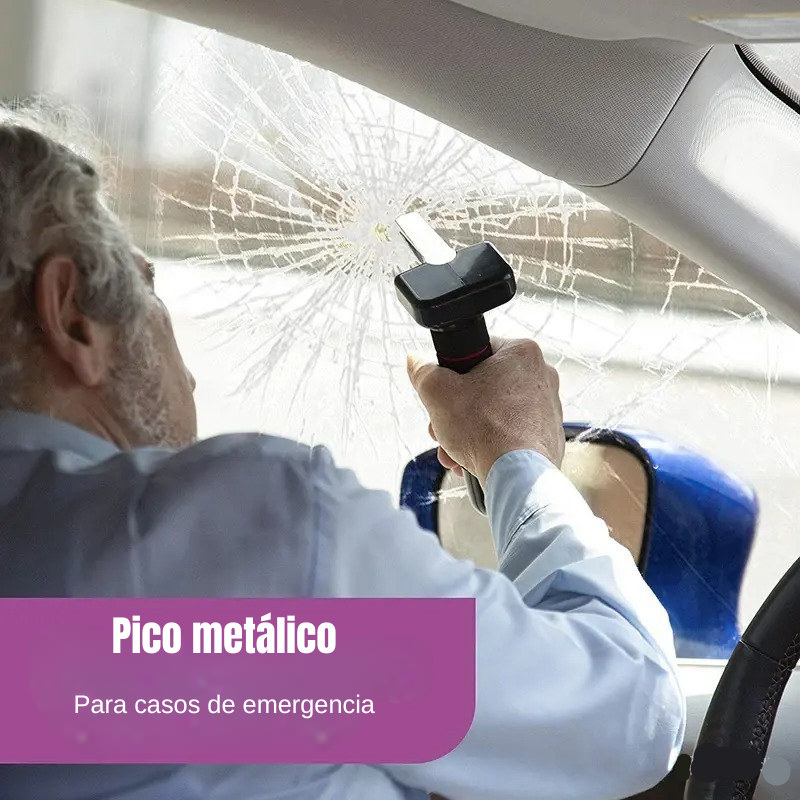 Manija de Coche para Asistencia + Cortador Cinturón + Rompe Cristales | Acero Forjado 350kg